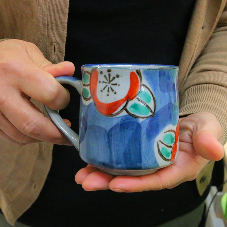 マグカップ 美濃焼 錦どっしりマグ（椿） 花柄 土物｜和食器 陶器 三階