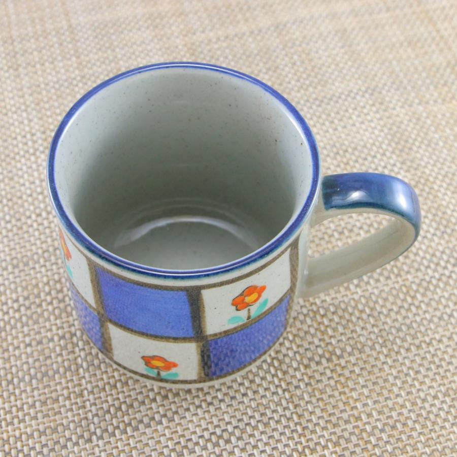マグカップ 美濃焼 錦どっしりマグ（小花） 格子 花柄 土物｜和食器