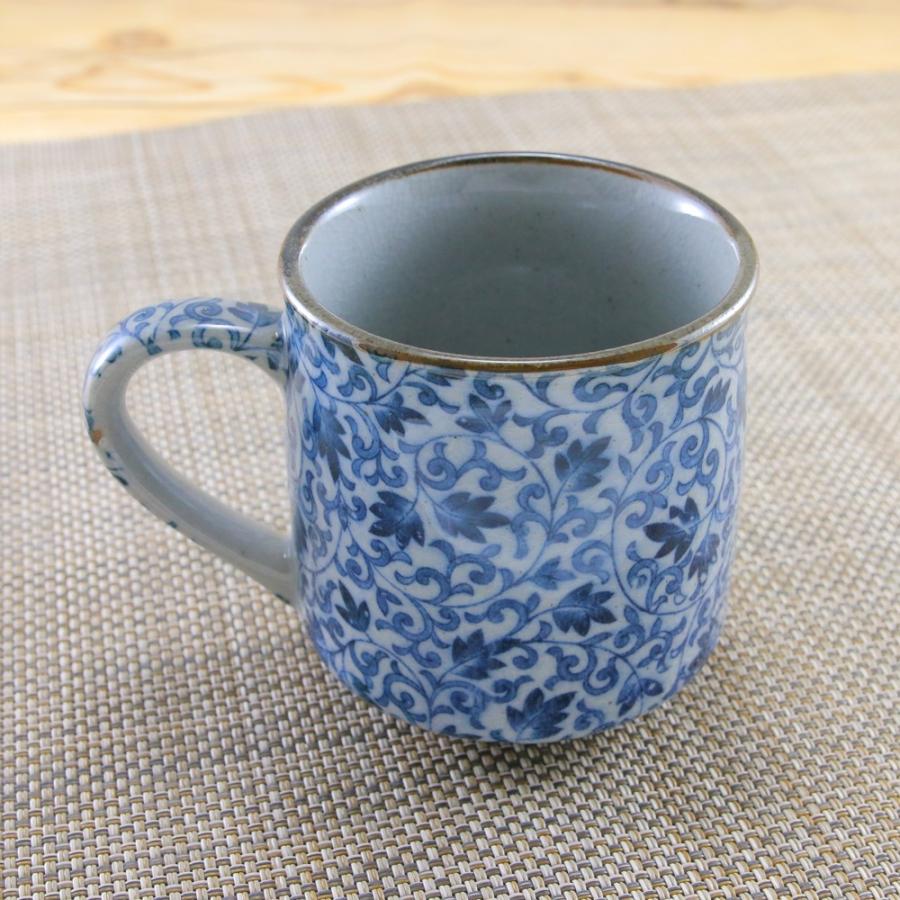 マグカップ 美濃焼 古染めマグ（花唐草） 土物｜和食器 陶器 三階菱