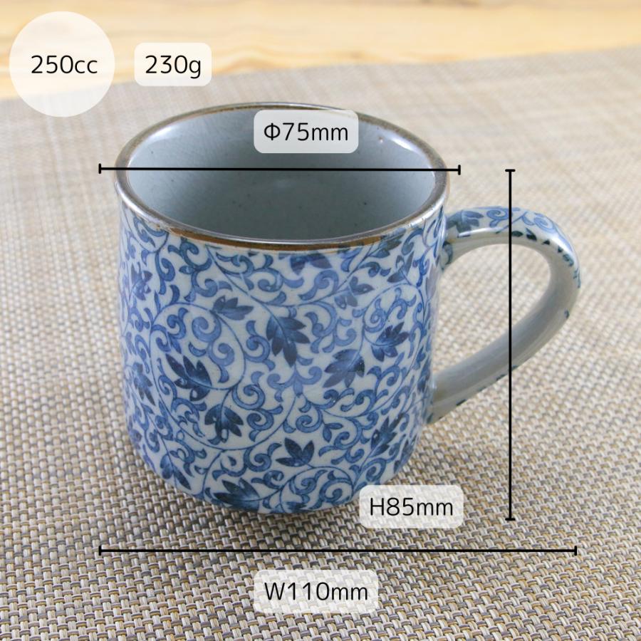 マグカップ 美濃焼 古染めマグ（花唐草） 土物｜和食器 陶器 三階菱