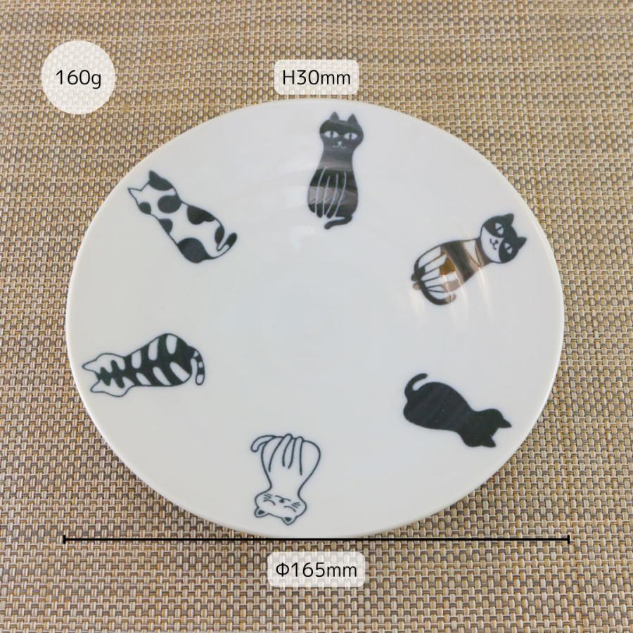 皿 美濃焼 モノクロ猫5寸皿（5枚セット） 軽量 猫 ネコ柄 中皿 取皿