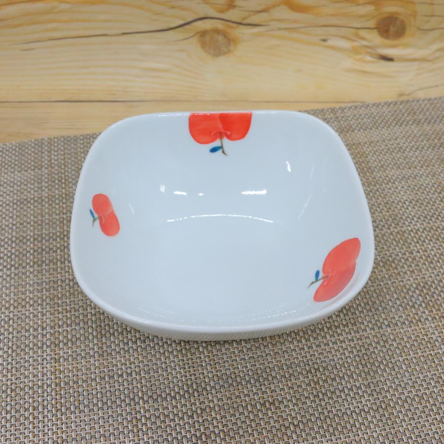 鉢 有田焼 波佐見焼 りんご正角ボウル（大） 四角鉢 サラダ りんご柄