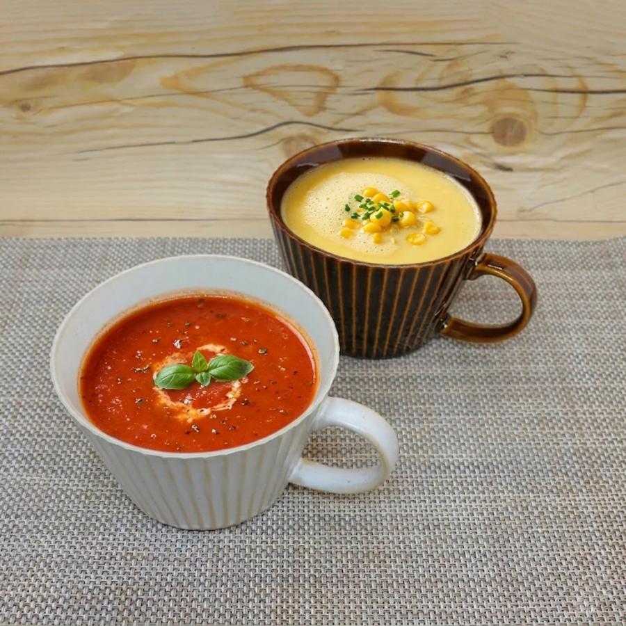 スープカップ 美濃焼 華蝶扇スープカップ（白釉） 色違いあり シノギ