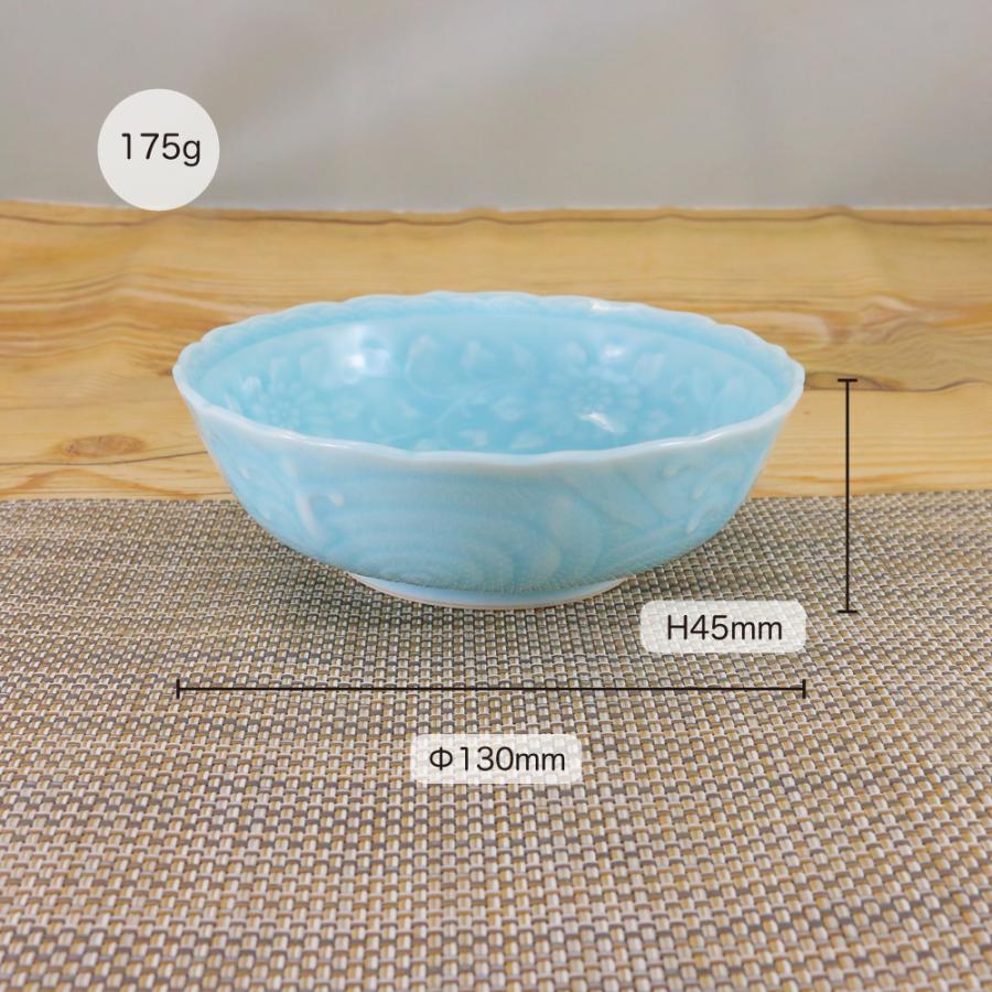 鉢 有田焼 崋山窯 青磁唐草彫鉢（小）青磁 菊柄 取り鉢 丸鉢 ボウル