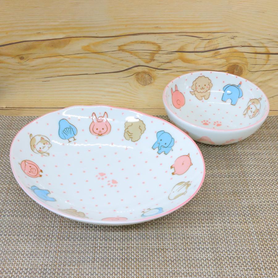 皿 小鉢 美濃焼 子供用食器 アニマルフェイス（6寸楕円深皿・小鉢