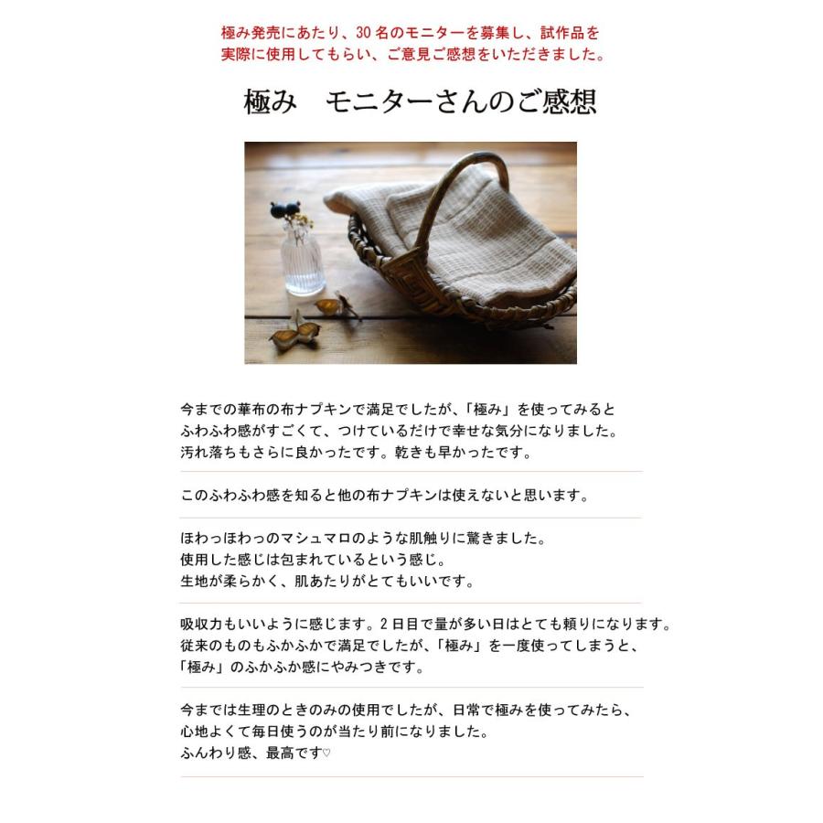 華布 布ナプキン 極み SWサイズ 1枚入り オーガニックコットン100％ 日本製 敏感肌 かぶれ ムレ対策 防水なし 通気性 生理 温活 フェムケア | 華布 | 08