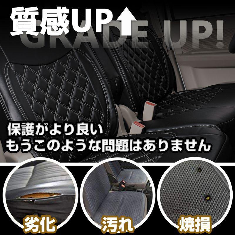 いすゞ エルフ 6型 ワイド キャブ H19/1- シートカバー ダイヤカット ステッチ ブラック キルト 艶無し PVCレザー 助手席 左 JP-YT018L-BK｜hanafusa3536｜03