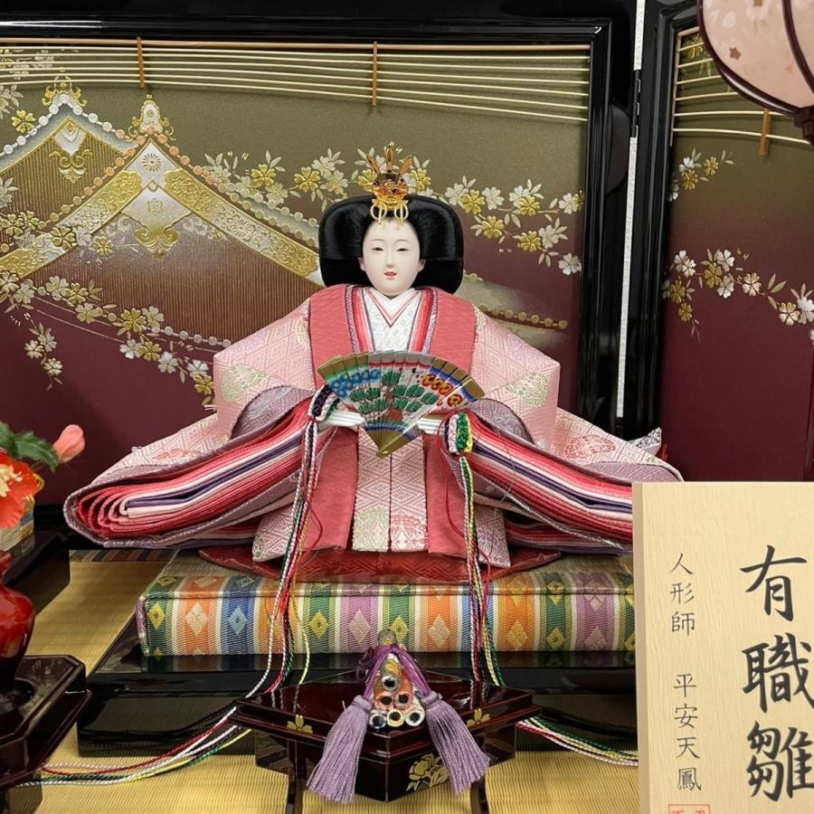 ①鳳凰雛　雛人形　3段飾り　ひな人形　豪華 鳳凰の刺繍の豪華なおひなさまの雛人形親王溜塗り梅飾りの通販～選ば