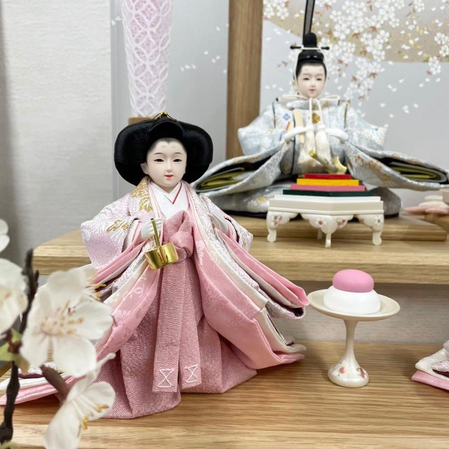 雛人形 ひな人形《七宝》コンパクト 三段飾り 五人飾り 木製