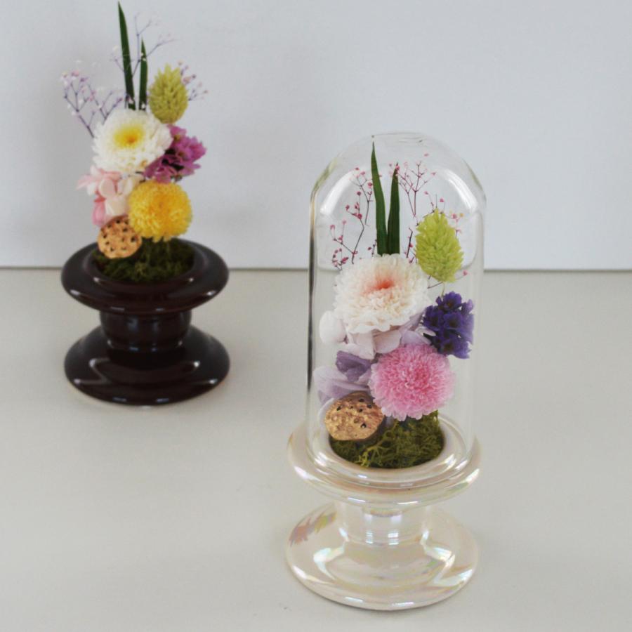 プリザーブドフラワー仏花 ガラスドーム 喪中見舞 ガラスドーム仏花