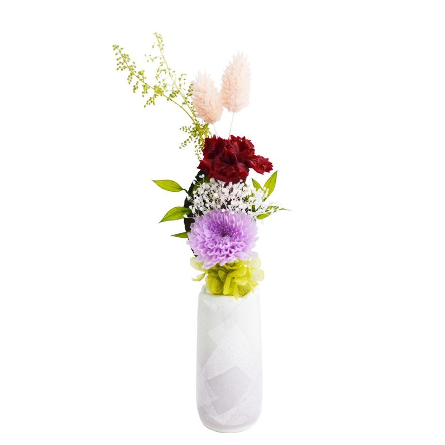 期間限定 仏花 供花 プリザーブドフラワー仏花 初盆 お供え物 お彼岸 仏事 法要 室内墓地 納骨堂 ペット用にも えに 薄葡萄