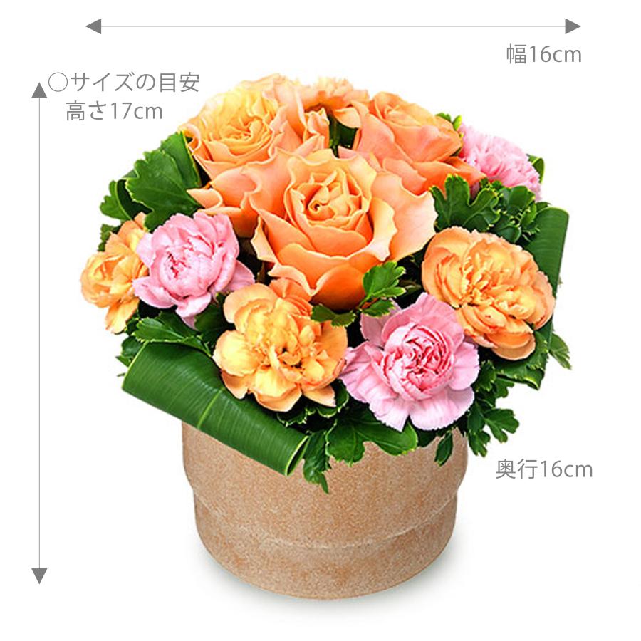 花キューピット フラワーギフト オレンジのバラのフラワー