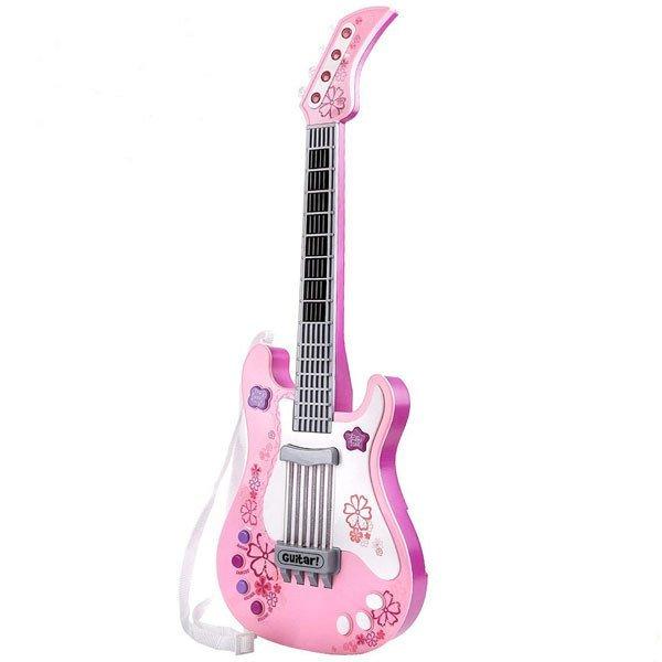 人気大割引 楽器 子供 ギター キッズギター 弦無し ピンク ライト付き ストラップ付き おもちゃ キッズギター 楽器 子供 ギター ライト ストラップ付き おもちゃ おもちゃ