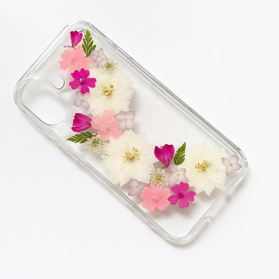 ほぼ全機種対応 押し花 スマホケース NO.519 3color】ハンドメイドの