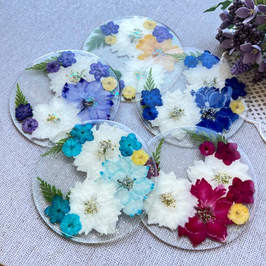 フラワーベース×4 　CDノベルティコースター　未使用　プレゼント付き写真20 ハンドメイドのフラワーコースター【デザインA 】 名入れ可能 1枚から