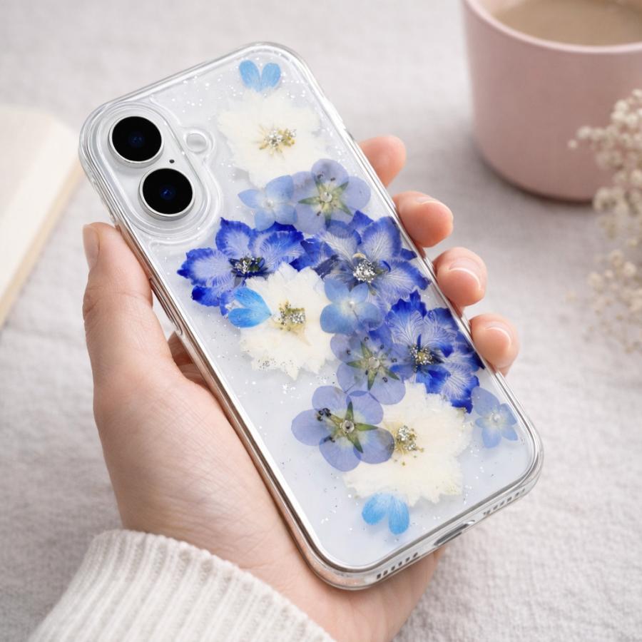 ハンドメイドの 押し花 iPhone ケース NO.695】押し花＆レジン