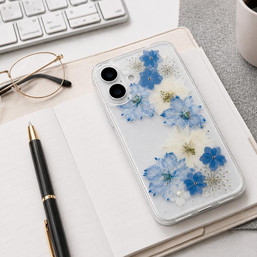 ほぼ全機種対応 押し花 スマホケース No.504】ハンドメイドの押し花