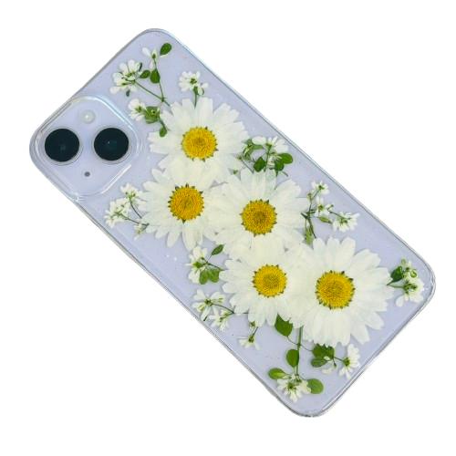 ハンドメイド押し花スマホケース　ほぼ全機種対応　iPhone,Android ほぼ全機種対応 押し花 スマホケース No.514（ホワイト