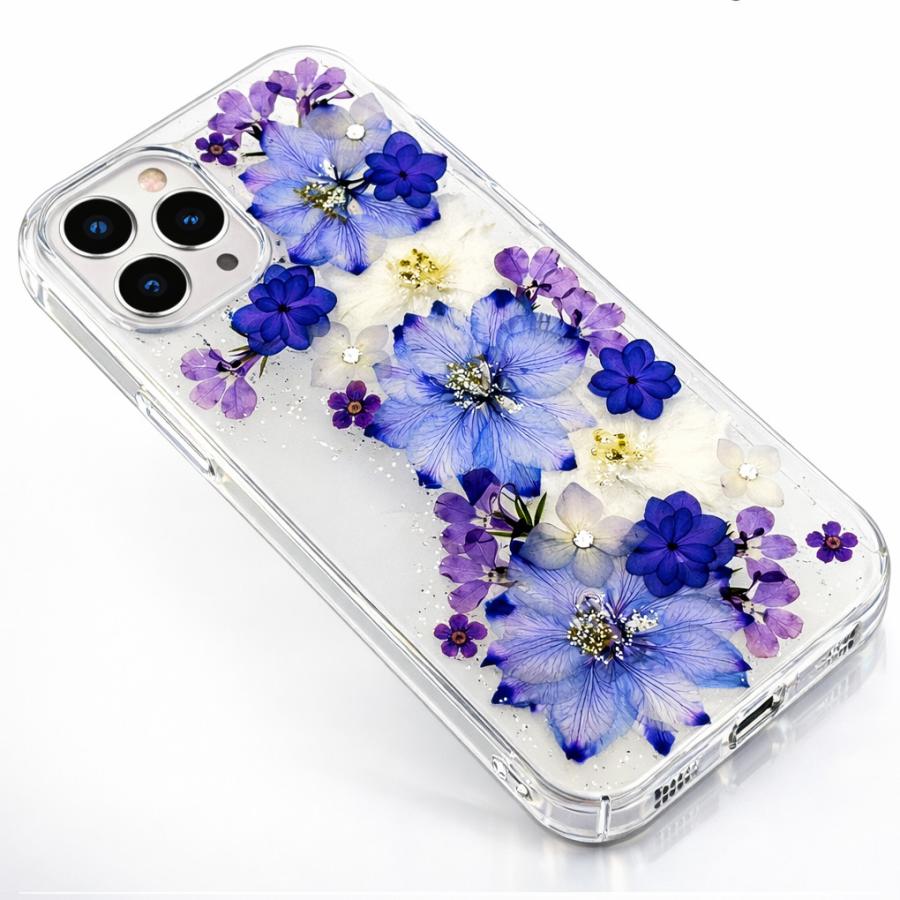 ハンドメイドの 押し花 iPhone ケース NO.600】押し花＆レジン