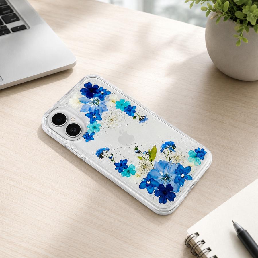 ほぼ全機種対応 押し花 スマホケース No.608】ハンドメイドの押し花