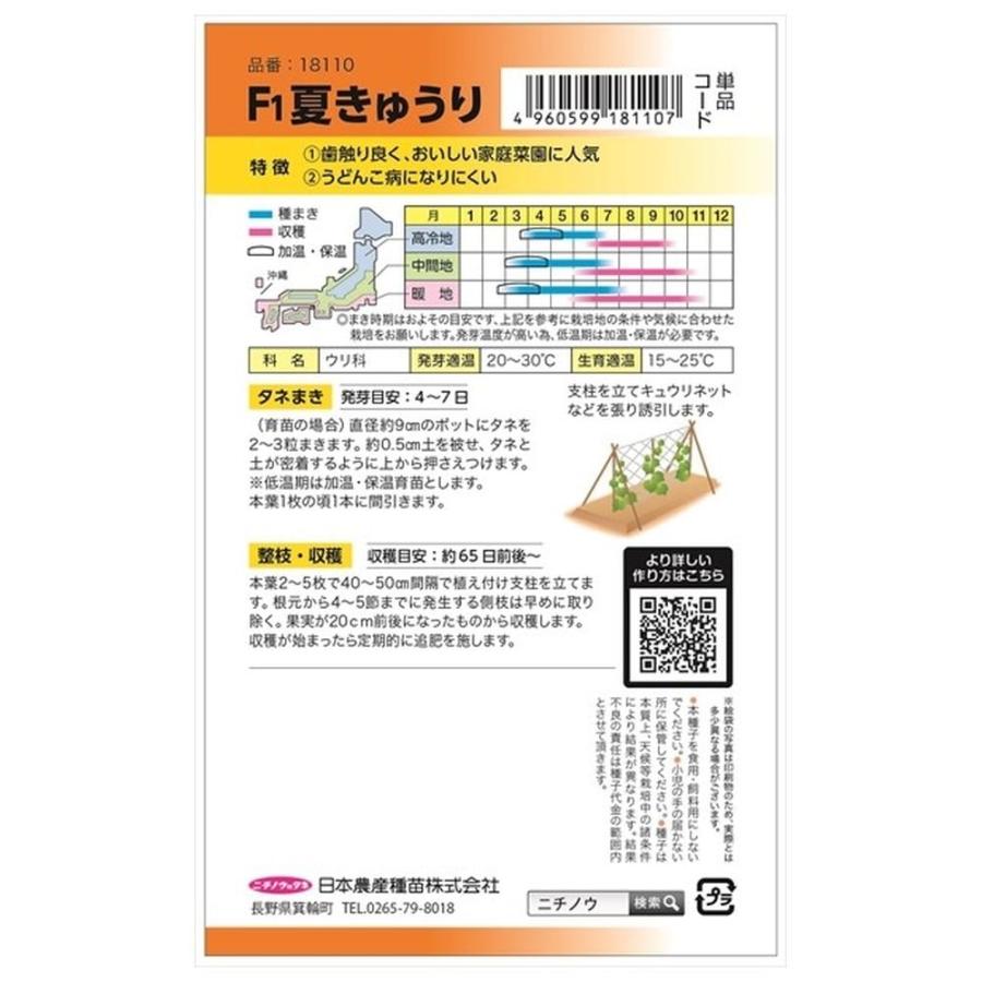 F1夏きゅうり 種・小袋 （2ml） 爆買いweek : 苗木部 花ひろば