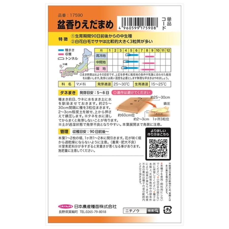 枝豆 盆香りえだまめ(中生) 種・小袋 （20ml） 固定種 : 苗木部 花