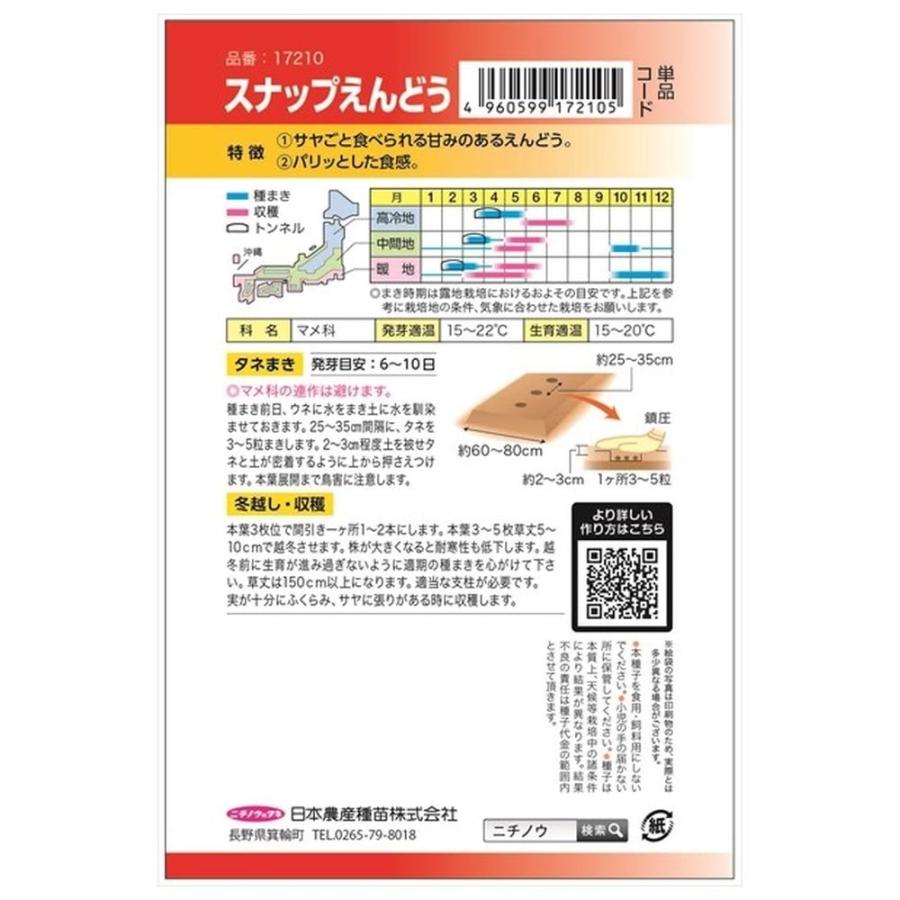 えんどう スナップえんどう(お徳用パック) 種・小袋 （120粒） 固定種