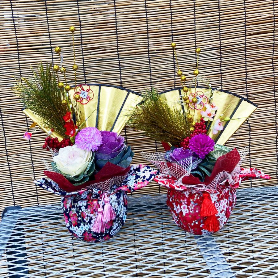 お正月飾り 葉牡丹・迎春華づつみ ミニアレンジ 5号 : 植物・園芸専門