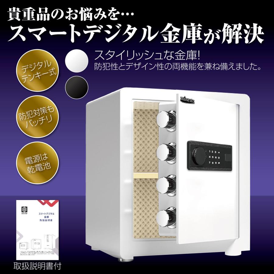 金庫 約43L テンキー式 振動警報 アラーム付き 専用鍵2本 壁付け対応