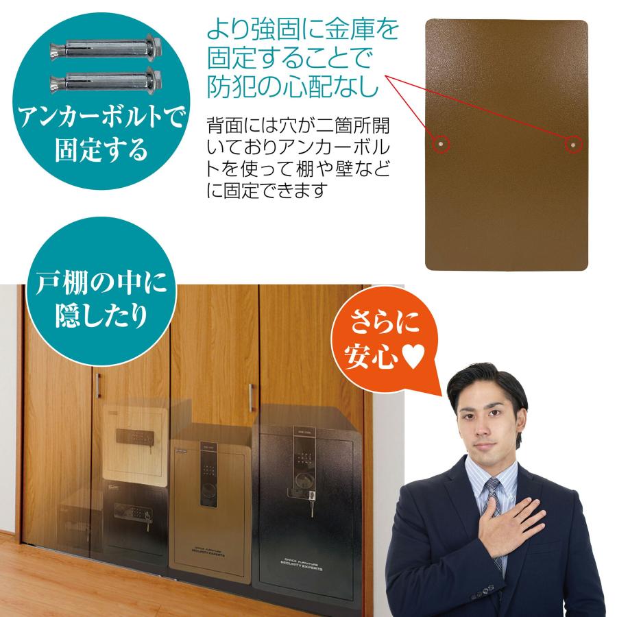 金庫 約43L テンキー式 振動警報 アラーム付き 専用鍵2本 壁付け対応