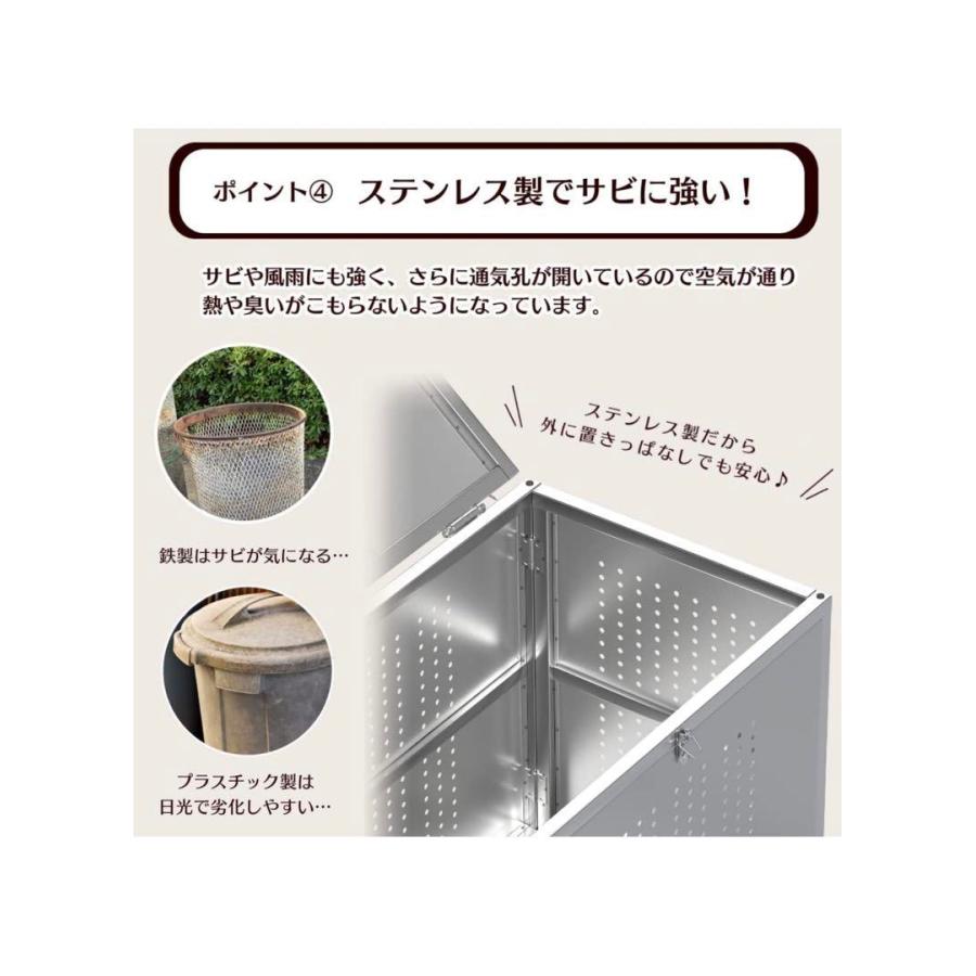 ゴミ箱 160L 屋外用 ふた付き 組立式 ステンレス 日用品 送料無料
