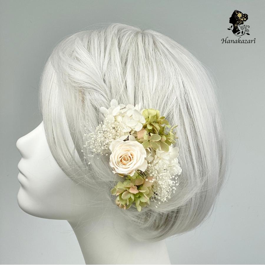 髪飾り クラシックシリーズ 24 ドライフラワー プリザーブドフラワー 成人式 沸騰ブラドン 卒業式 ウェディング ヘッドドレス 結婚式 白 ホワイト 薔薇 バラ 袴