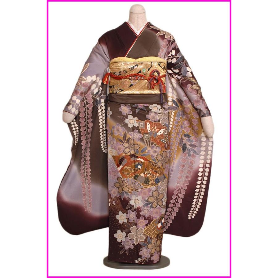 〔成人式レンタル〕振袖レンタルSF572　紫ぼかし藤の花に扇子桜