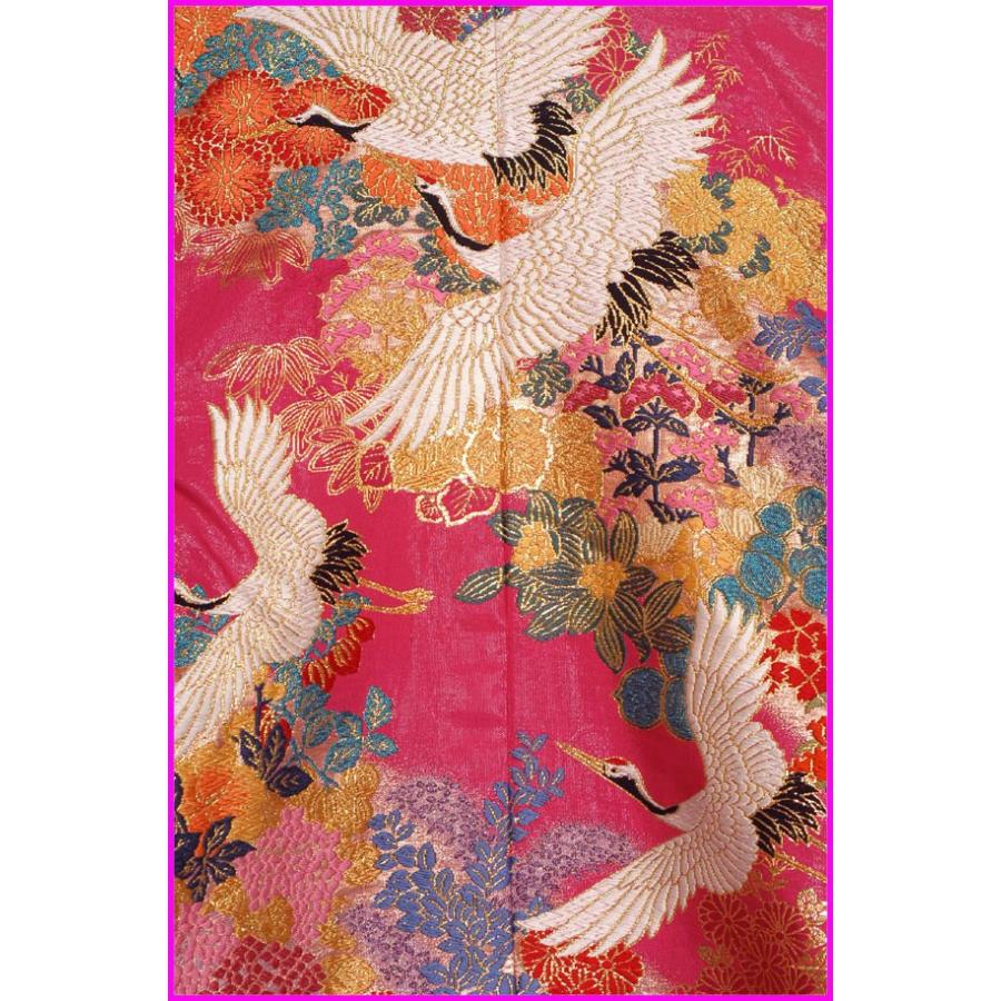 打掛　色打掛　正絹　西陣織 結婚式の色打掛・花嫁用着物|オレンジ地に花と扇柄・西陣織 No.121