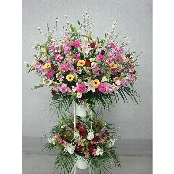 スタンド花2段 開店祝い 御祝 お誕生日 発表会 事務所開き 講演会 入学式 卒業式 コンサート 直営店