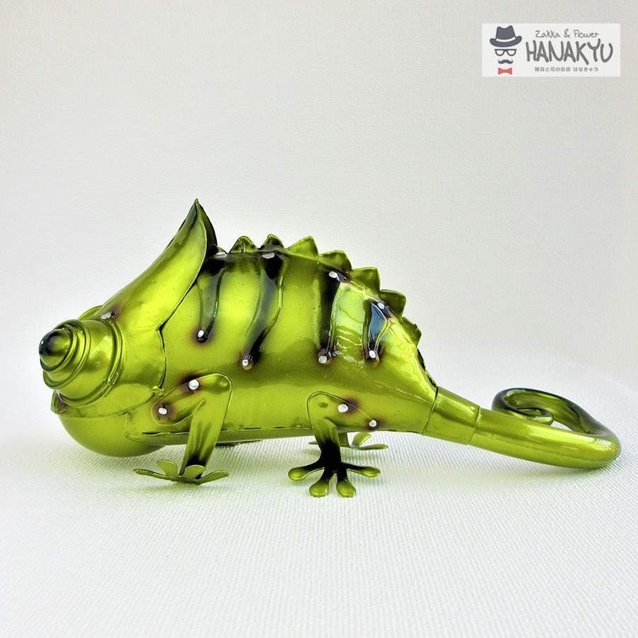 置物 おしゃれ オブジェ インテリア ブリキ カメレオン イエロー