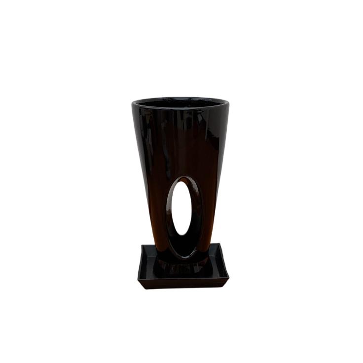 7号穴高陶器鉢(白赤黒) A-942【用土別売】送料無料 観葉植物 植木鉢