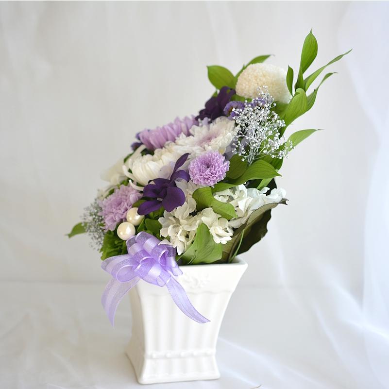 仏花 プリザーブドフラワー お供え 花 大きめ クリアケース入