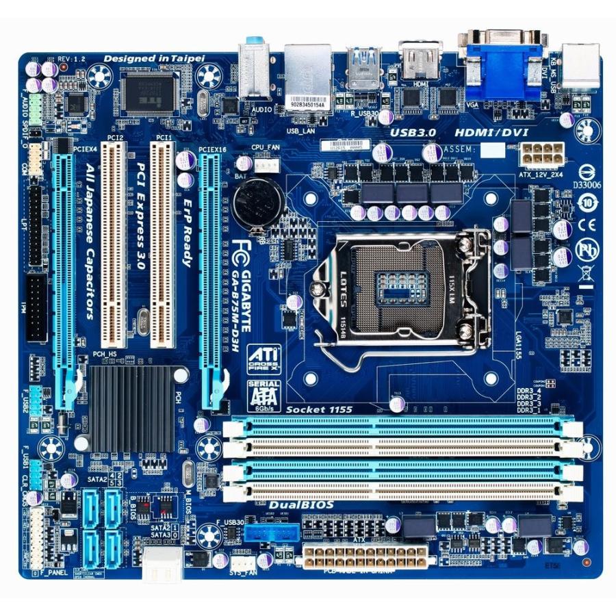新入荷！ GIGABYTE マザーボード Intel B75 LGA1155 Micro ATX GA-B75M-D3H/A Rev1.2 【BC1039231994】(36693円)