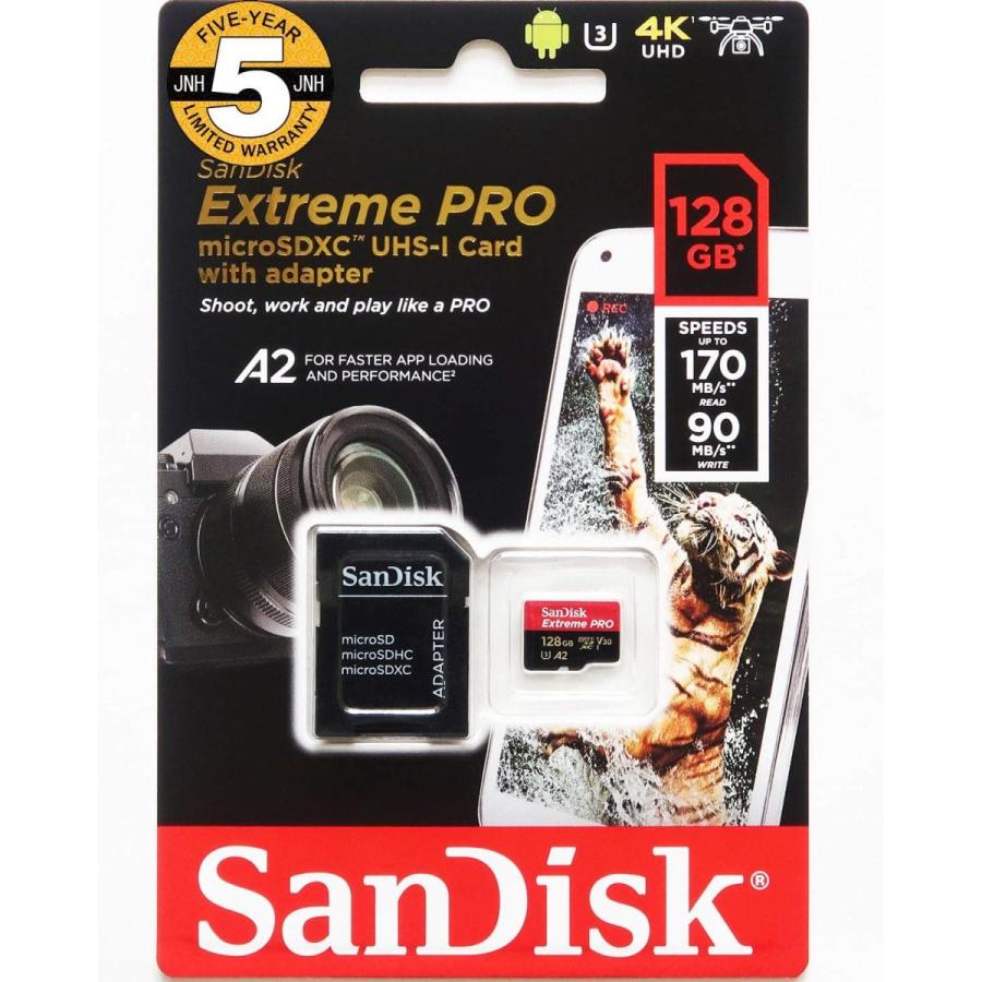 microSDXC 128GB SanDisk サンディスク Extreme PRO UHS1 U3 V30 4K Ultra HD A2