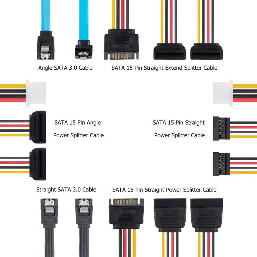再入荷】 6個のセット SATA電源スプリッターコードとSATA IIIケーブル6.0 Gbps DaKuanストレートおよび90度SATA 3.0ケ  teaandtwigs.de