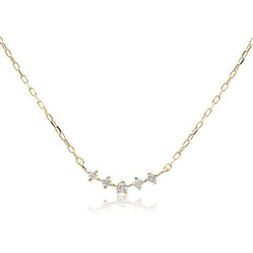 L&Co (エルアンドコー) ペーパーバッグ&ペーパーボックス付 K10 横並び ダイヤモンド ペンダント ネックレス 66-7605