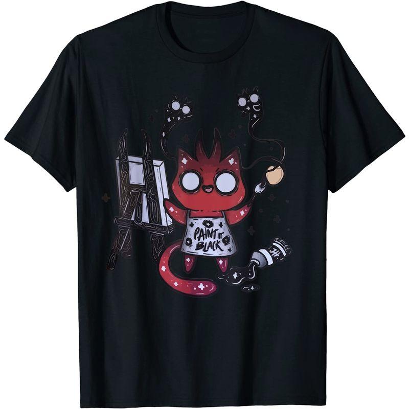 カワイイパステルゴスアート悪魔のようなかわいい猫の悪魔の絵 Tシャツ ...