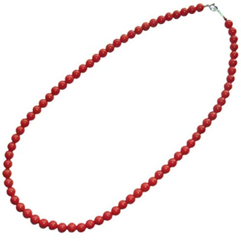 赤珊瑚 ネックレス チョーカー 5.8mmから5.5mm玉 地中海産サンゴ 42cm プレシャスジュエリー 14金ホワイトゴールドの金具 無
