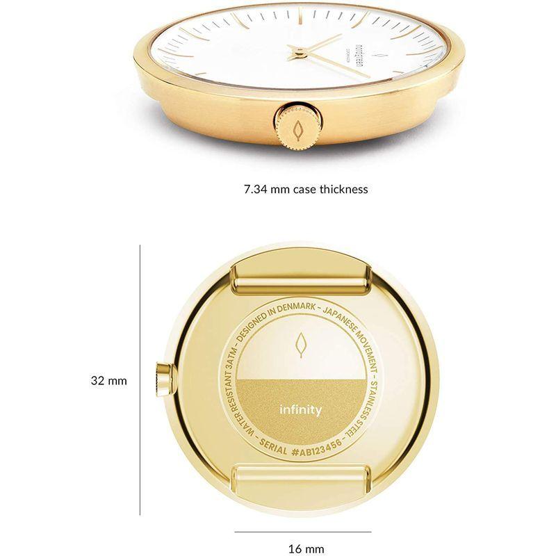 【美品】 Nordgreen ノードグリーンInfinity レディースの北欧デザイン腕時計 ゴールド 32mm ブラック レザー ストラップ 【2663163757】(13435円)