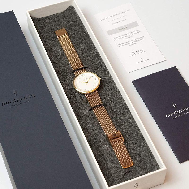 【美品】 Nordgreen ノードグリーンInfinity レディースの北欧デザイン腕時計 ゴールド 32mm ブラック レザー ストラップ 【2663163757】(13435円)