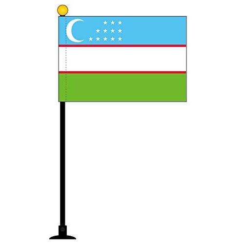女性が喜ぶ 未就学 ウズベキスタン 国旗 ミニフラッグ ポール 吸盤付き 高級テトロン製