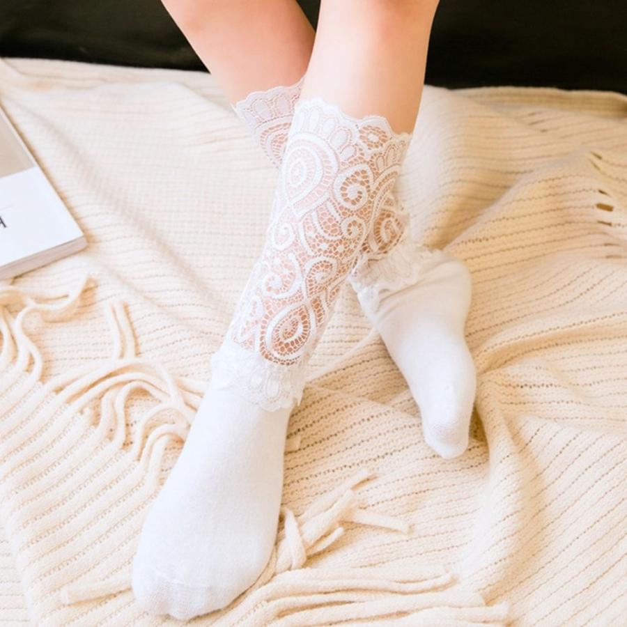 偉大な インソミラ Insomila ベビー キッズ 靴下 ハイソックス クルーソックス 女の子 フォーマル レース付き 2足セット 黒白 S 1 Materialworldblog Com