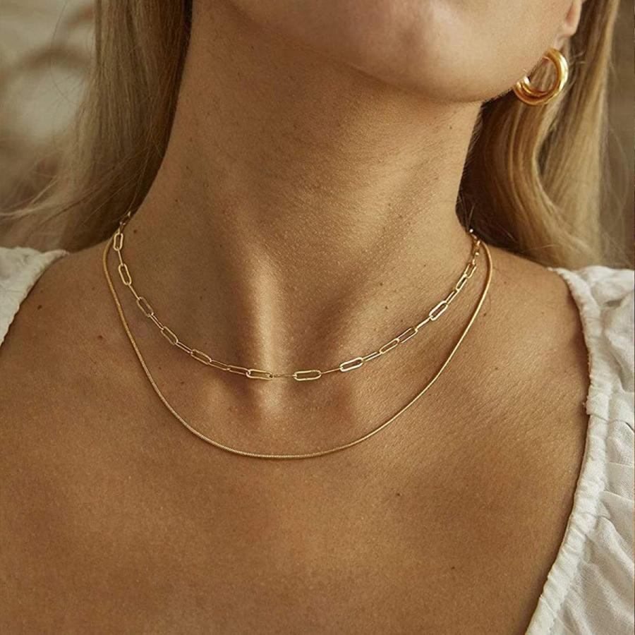 Chainshouse ゴールド チョーカー ネックレス レディース 人気 K18金 長あずきチェーン 35cm 5cm アクセサリー 新しい到着