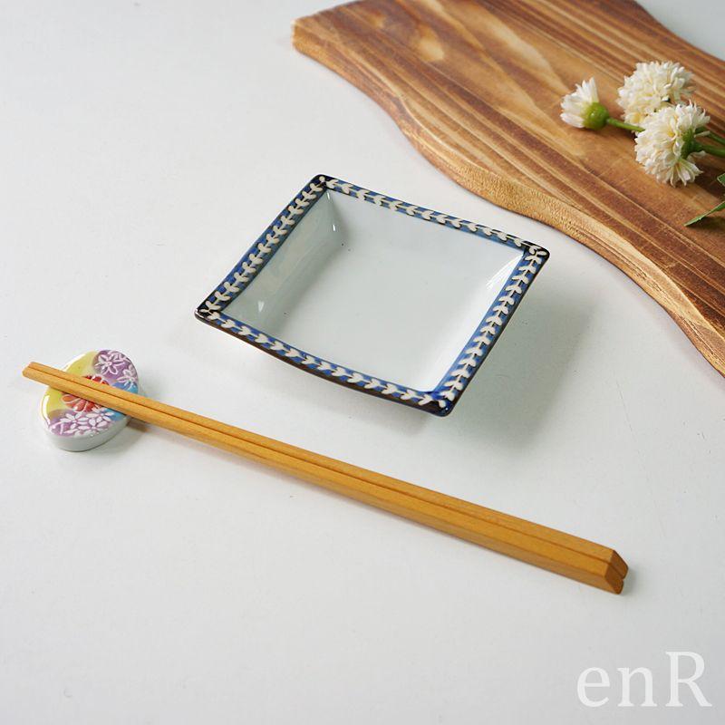 波佐見焼 皿 プレート 10cm 単品 リーフ 西山窯 小皿 角皿 おしゃれ